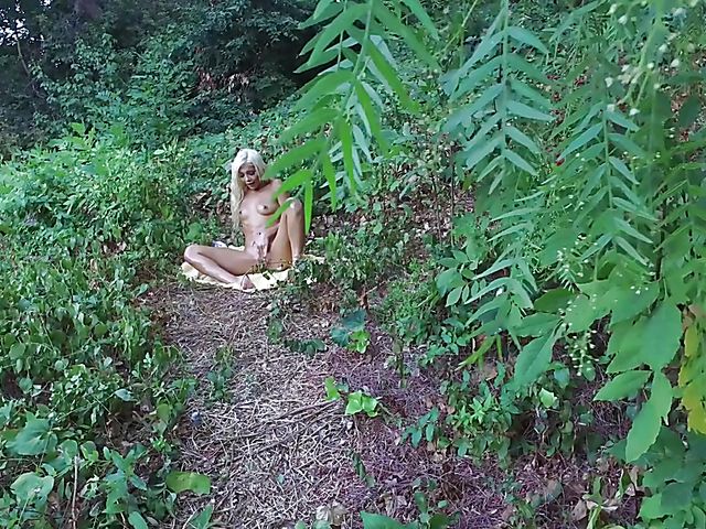 Elizabeth Jolie - Skinny nude girl forest masturbation