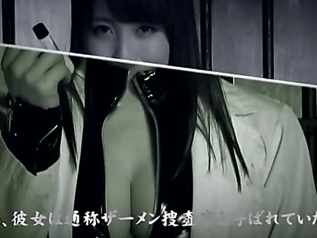 Jap babe in black latex suit loves sticky cum