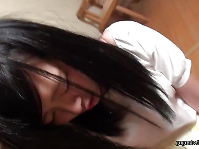 Shy Japanese girl with nice titties gets used