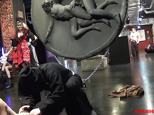 Kitana Lure public bondage completely naked