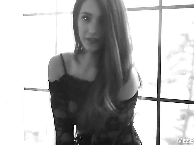 Eva Lovia - Black and white masturbation solo