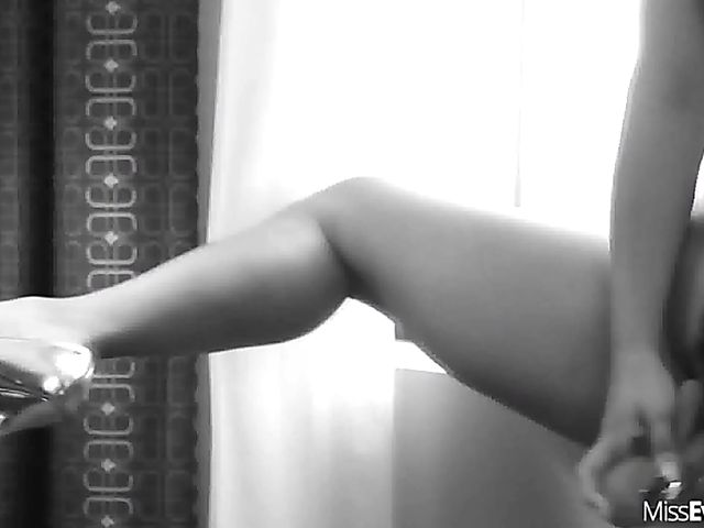 Eva Lovia - Black and white masturbation solo