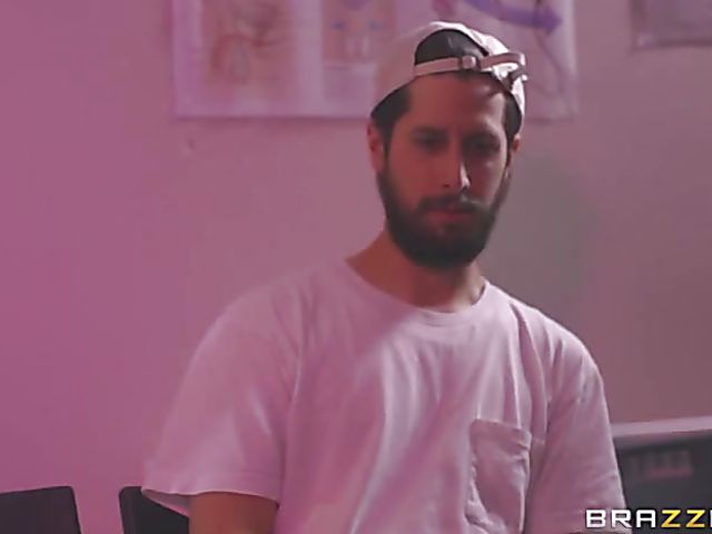 Busty nurse Leigh Darby takes young patient's stiff cock