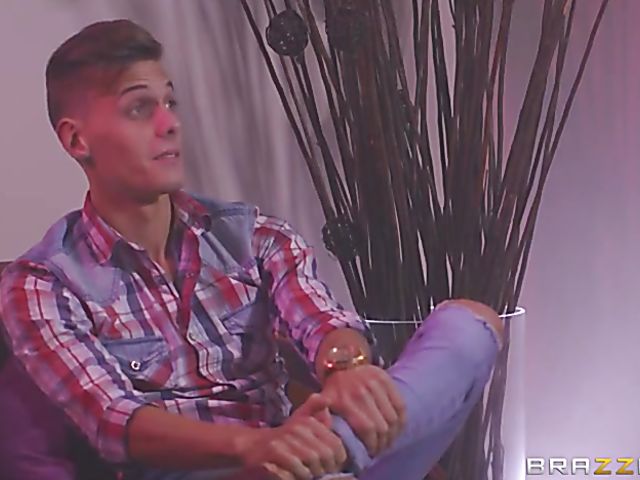 Busty nurse Leigh Darby takes young patient's stiff cock