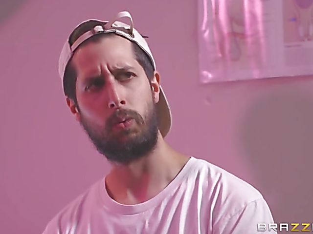 Busty nurse Leigh Darby takes young patient's stiff cock