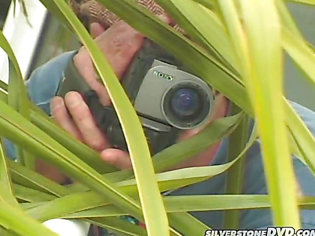 Outdoor lesbian fun by the pool