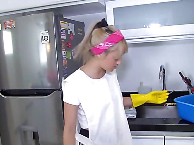 Latina maid gets banged POV in the kitchen