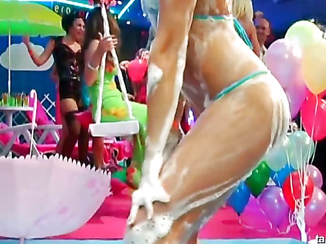 Wet party babes dancing in the club