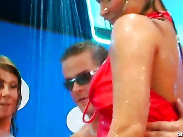 Wet party babes dancing in the club