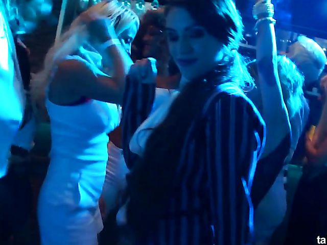 Lesbian drunk babes dancing and having fun