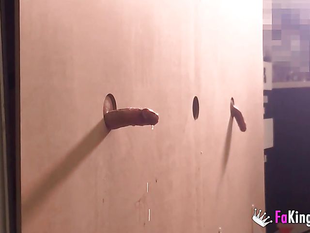 Real public blowjob in a gloryhole