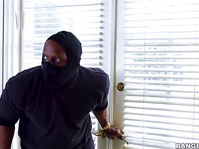 Big booty blonde AJ Applegate has sneaky sex with a black robber