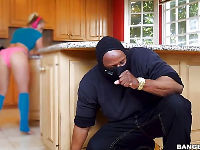 Big booty blonde AJ Applegate has sneaky sex with a black robber
