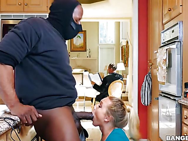 Big booty blonde AJ Applegate has sneaky sex with a black robber