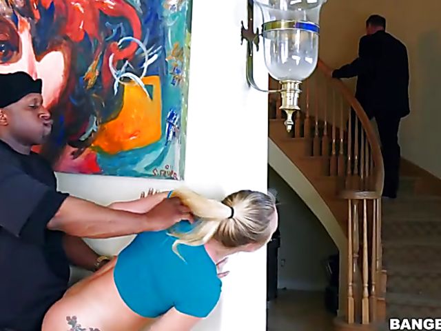 Big booty blonde AJ Applegate has sneaky sex with a black robber