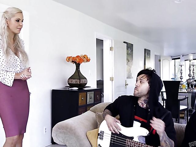 Big tit MILF Nina Elle gets tag teamed with her mask on