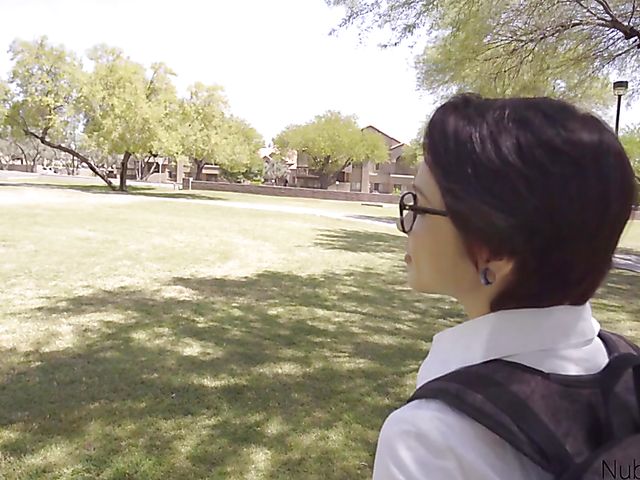 Short hair teen Cadey Mercury gets banged on a leash