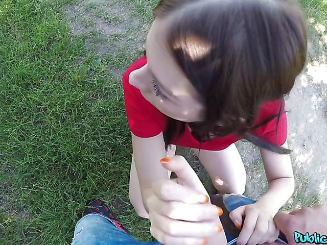 Public blowjob and fucking with teen Rebecca Volpetti