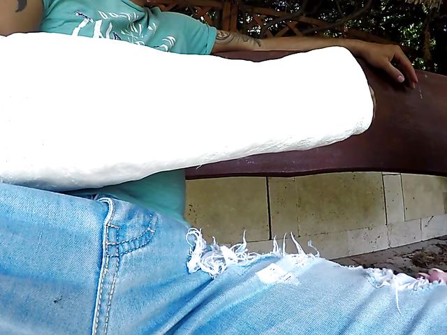 Outdoor cock sucking with chesty Katy Jayne