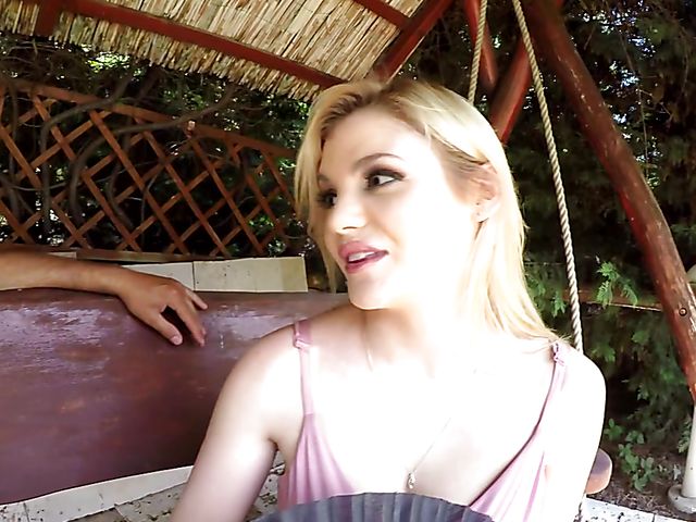 Outdoor cock sucking with chesty Katy Jayne