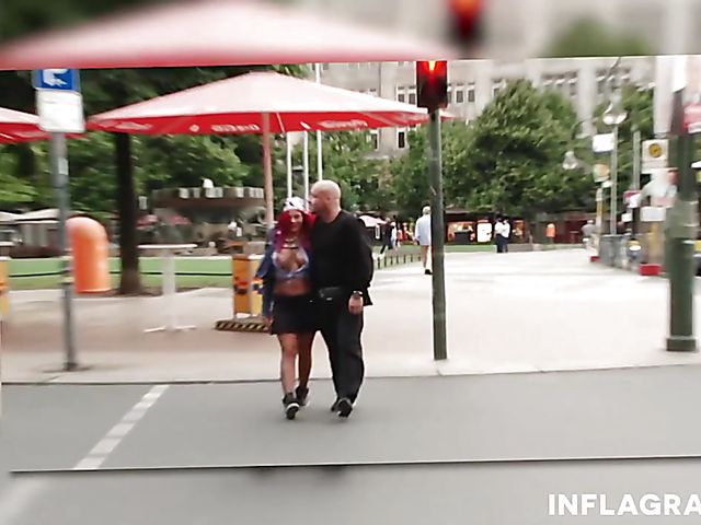 Sex in public with redheaded Mia De Berg