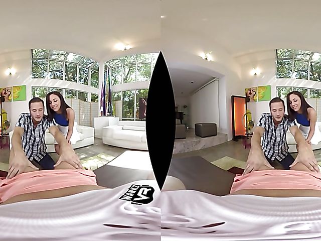 Two girls one guy threesome POV in VR