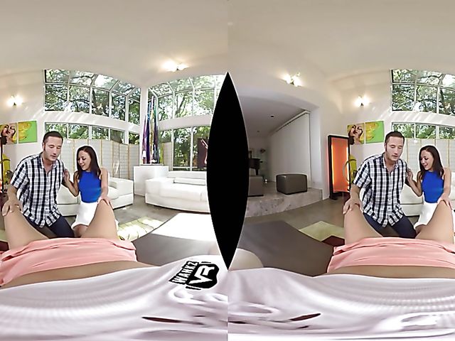 Two girls one guy threesome POV in VR