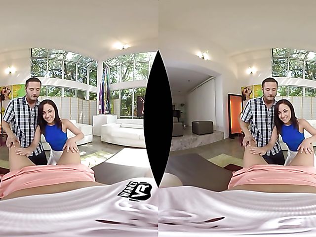 Two girls one guy threesome POV in VR