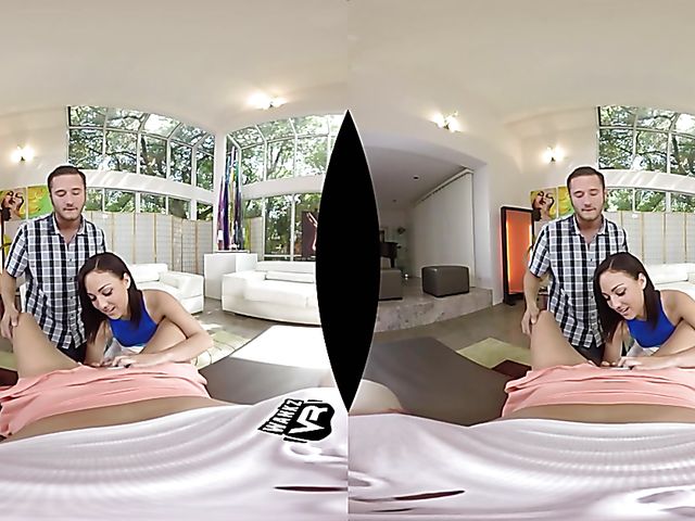 Two girls one guy threesome POV in VR