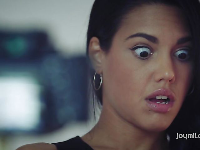 Apolonia Lapiedra solo fingering in red armchair