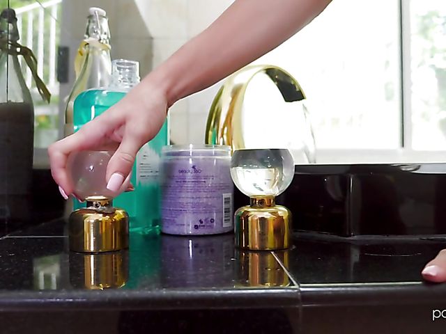 Bathroom blowjob and sex in bed with Anya Olsen