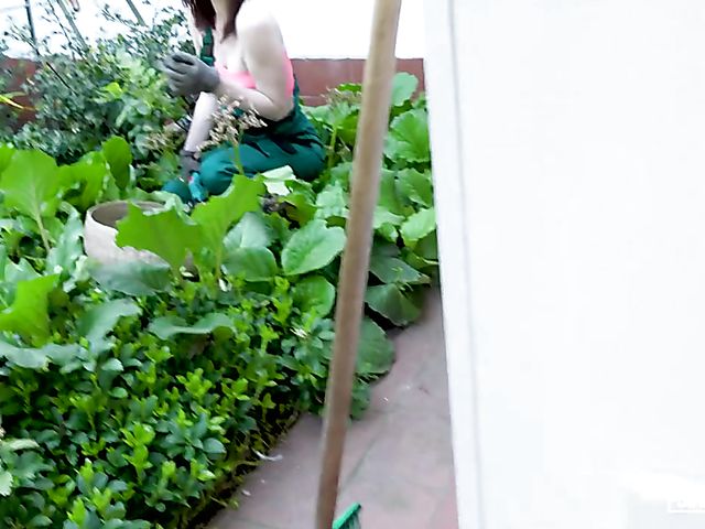 Young gardener Amanda Hill gets tricked into fucking