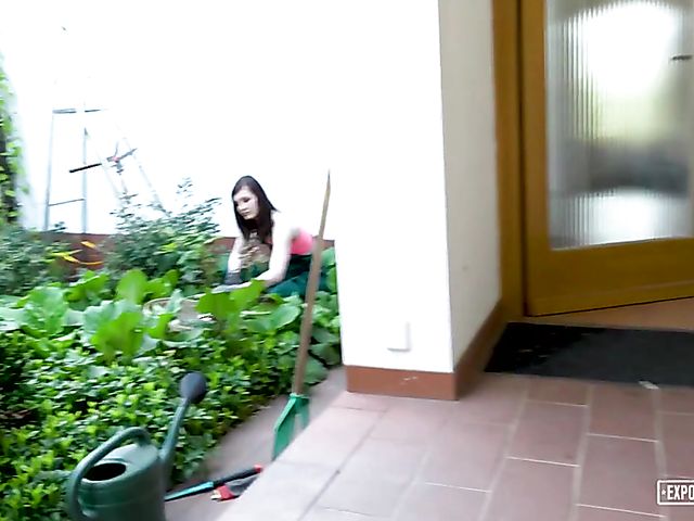 Young gardener Amanda Hill gets tricked into fucking