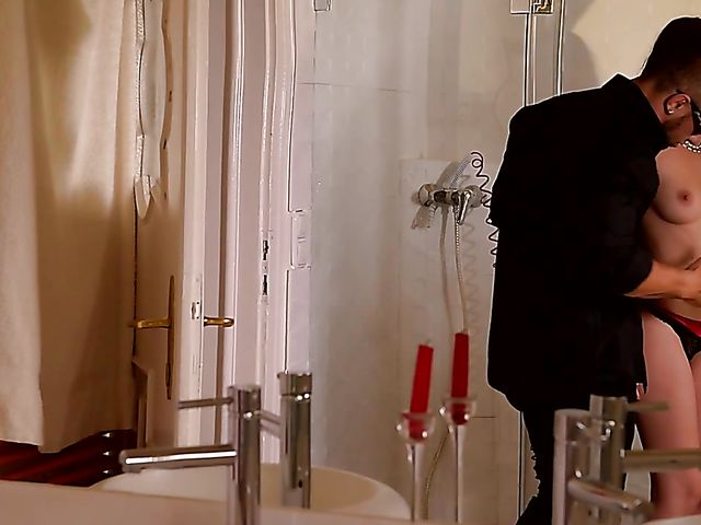 Rough deepthroat and anal in the shower with Rebecca Volpetti