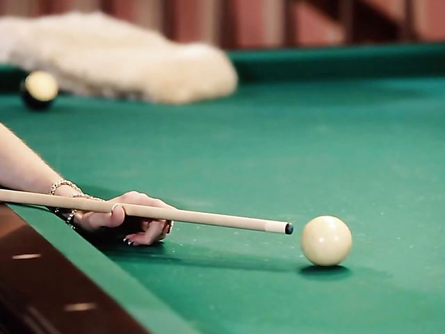 Stunning redhead Kattie Gold plays pool and gets pounded hard