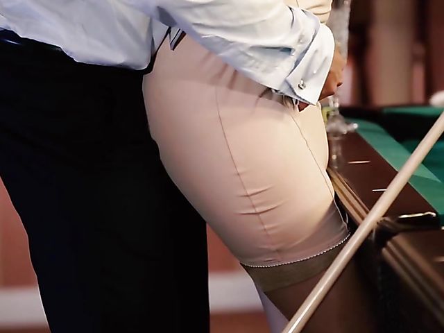 Stunning redhead Kattie Gold plays pool and gets pounded hard