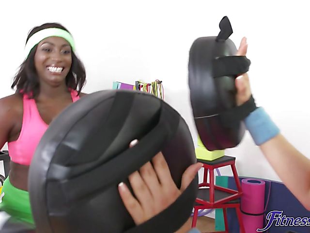 Jai James and Katana - Black on asian lesbian fun in the gym