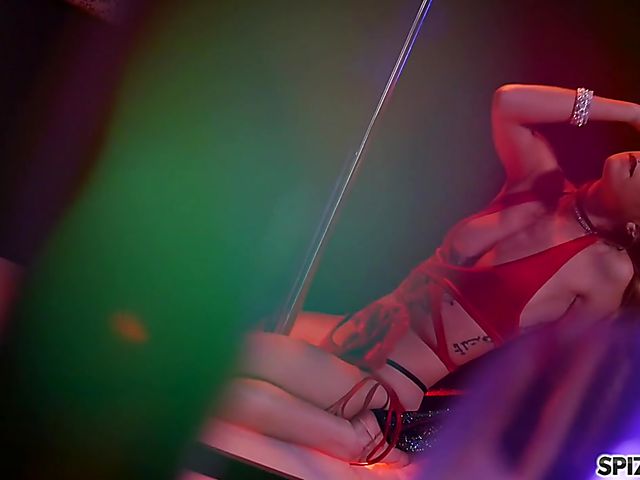 Threesome with lesbian stripper Arya Fae