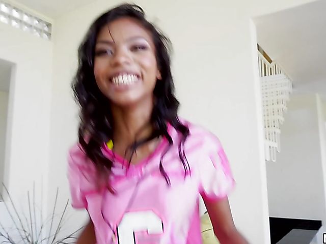 Teen ebony Nia Nacci gets shagged in the living room