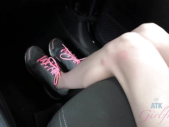 Car sex with his petite girlfriend Elsa Jean