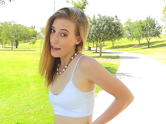 Sweet jogger Dakota flashing pussy in the park