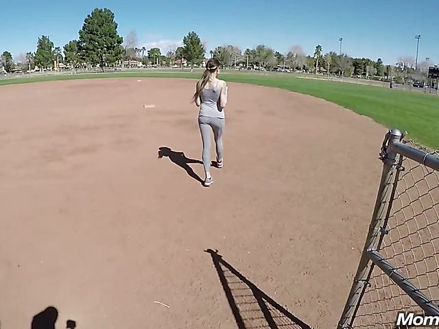 MILF tits job and cunt flashing in public