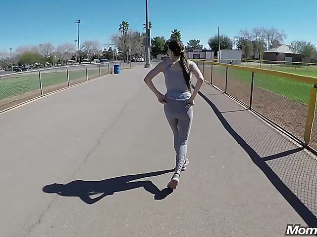 MILF tits job and cunt flashing in public