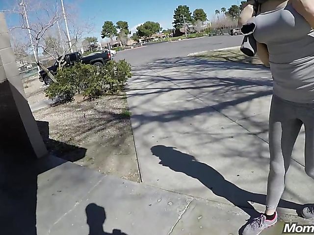 MILF tits job and cunt flashing in public