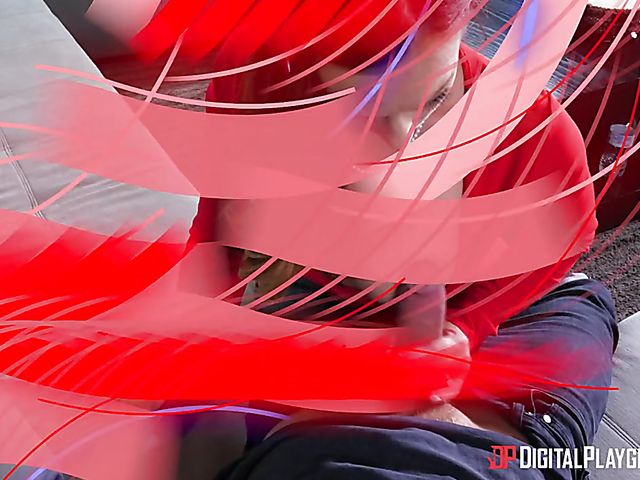 Hot redhead in red Dani Jensen gets a cock