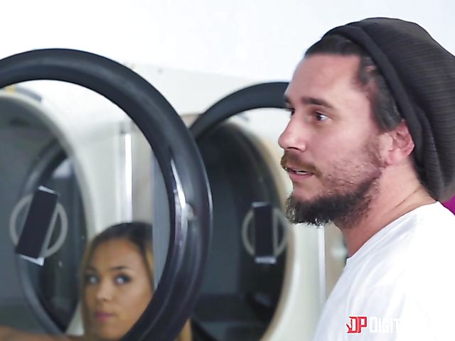 Ebony lesbians Adrian Maya and Xianna Hill at the laundry