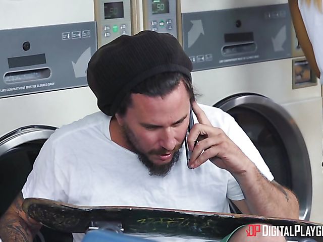 Ebony lesbians Adrian Maya and Xianna Hill at the laundry