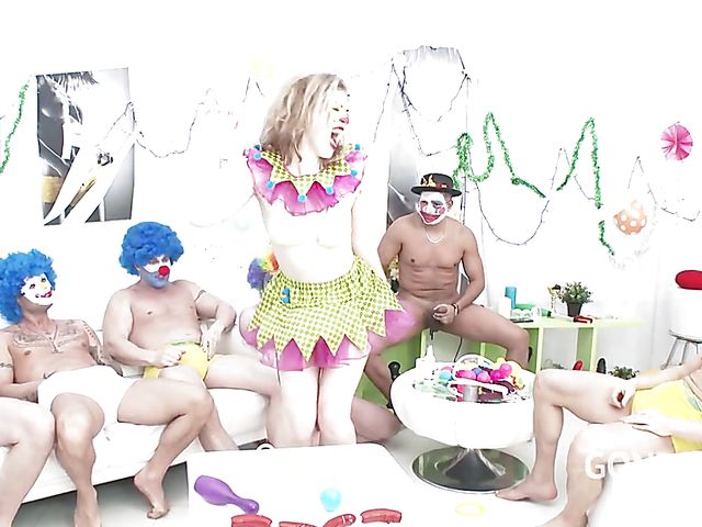 Ella Nova - Clown gang bang with 10 guys