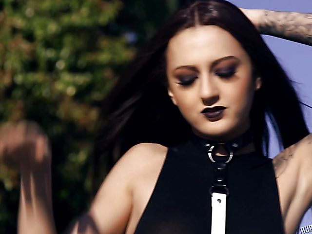 Goth teen Kendra Cole fucking in fishnets and boots