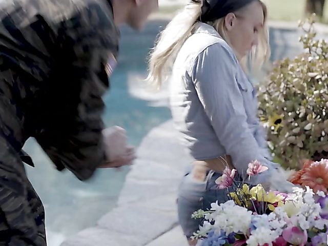 Soldier coming home and fucking small tits blonde AJ Applegate